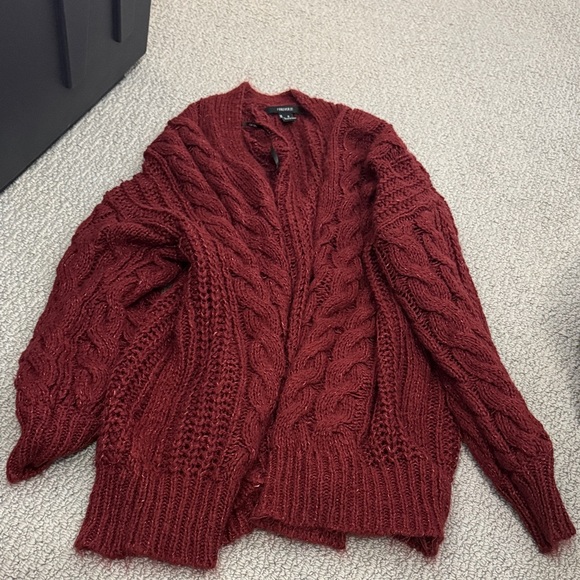 Forever 21 Sweaters - Forever 21 Maroon Cable Knit Cardigan